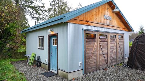 metal garage tiny house|small house with attached garage.